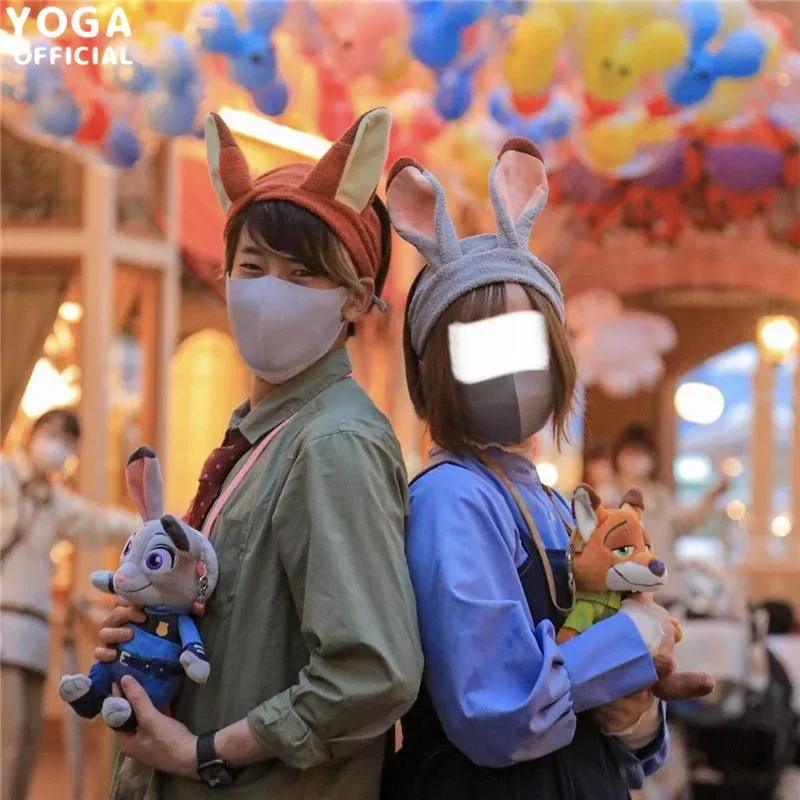 Disney Zootopia Judy Nick Wash Face Hair Holder Hairbands Soft Animal Ears Headband Women Girls Turban Fashion Hair Accessories animal ears headband