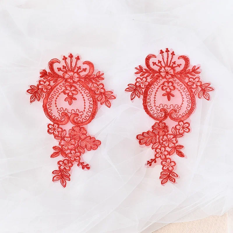 2pcs Lace Fabric Many Colors Choice Organza Embroidered Lace Applique Patch DIY Wedding Dress Accessories Handmade lace fabric lace garment accessories sewing patches lace sewing supplies lace accessories lace sewing accessories