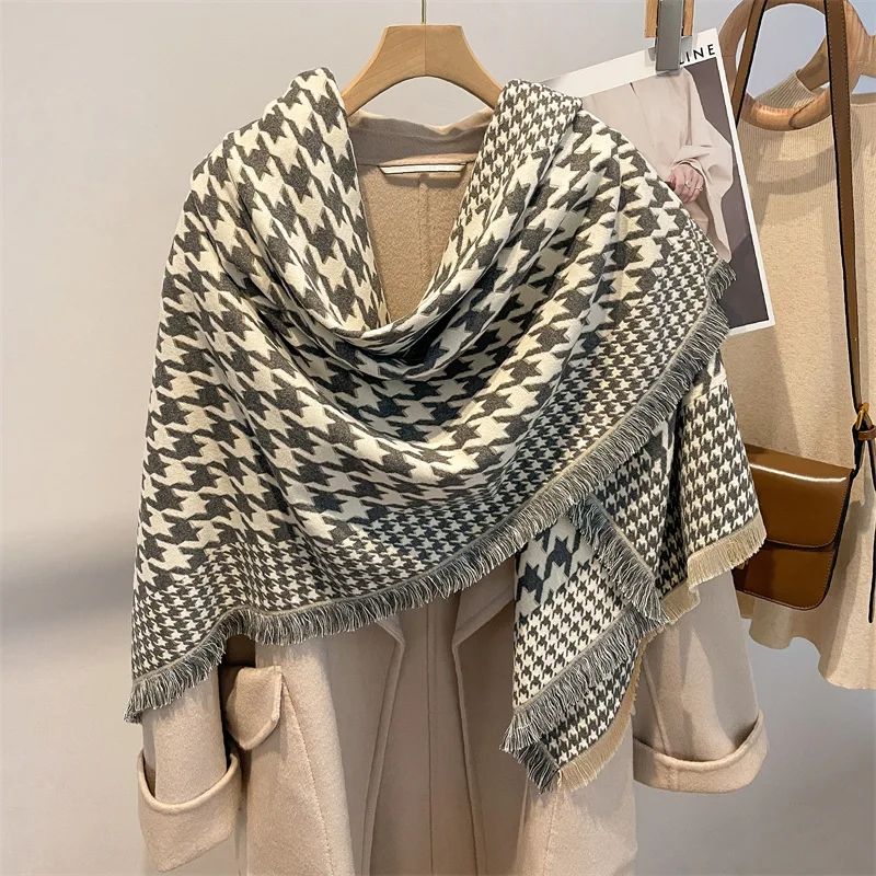 

Warm Imitation Cashmere Scarf for Women Luxury Brand Winter Shawl Wraps Thick Blanket Square Tassel Stoles Echarpe Pashmina 2022