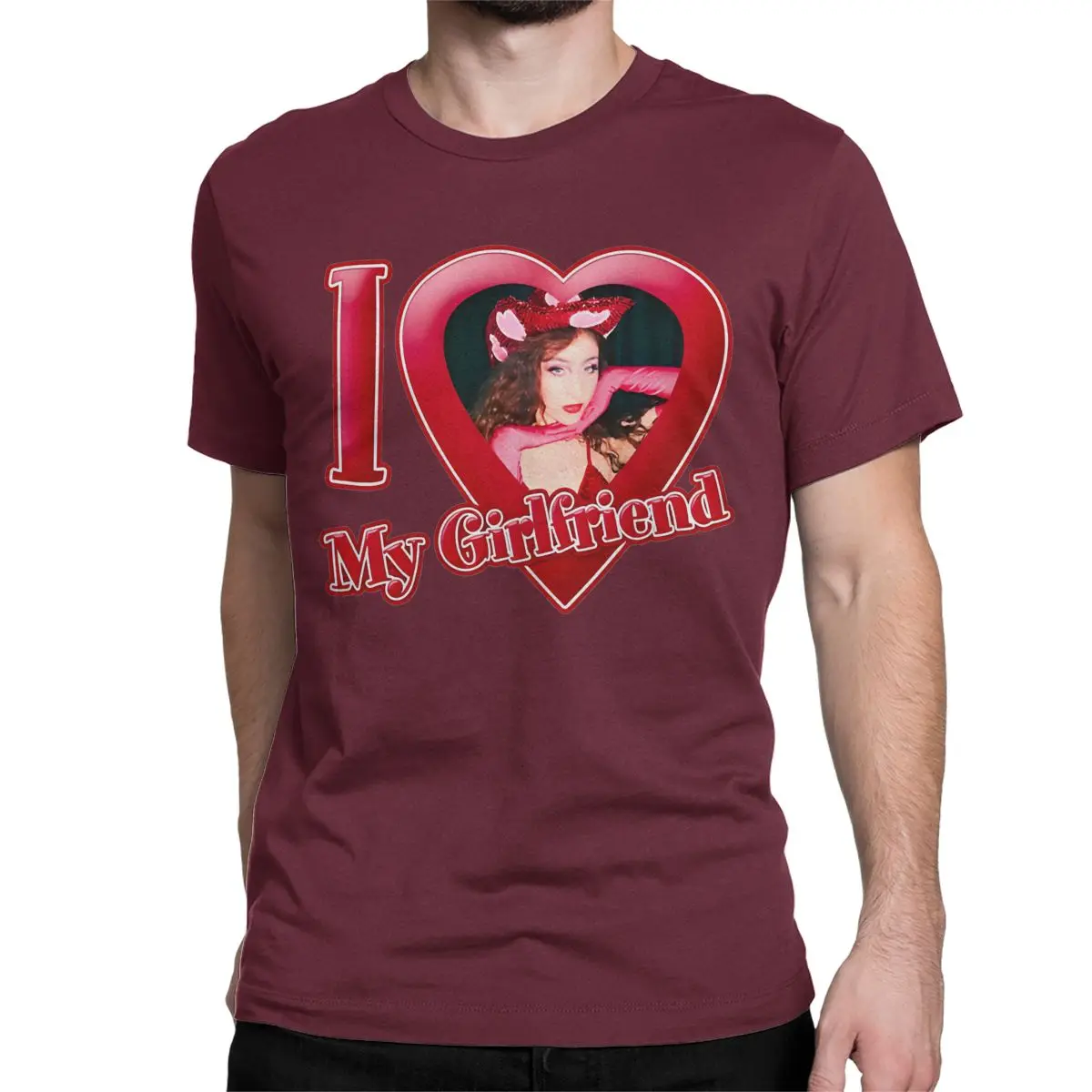 thumbnail image 1 of Camisetas de algodón con la frase "Amo a mi novia" de Chappell Roan para hombre y mujer, camisetas de manga corta con cuello redondo y cantante musical., 1 of 7