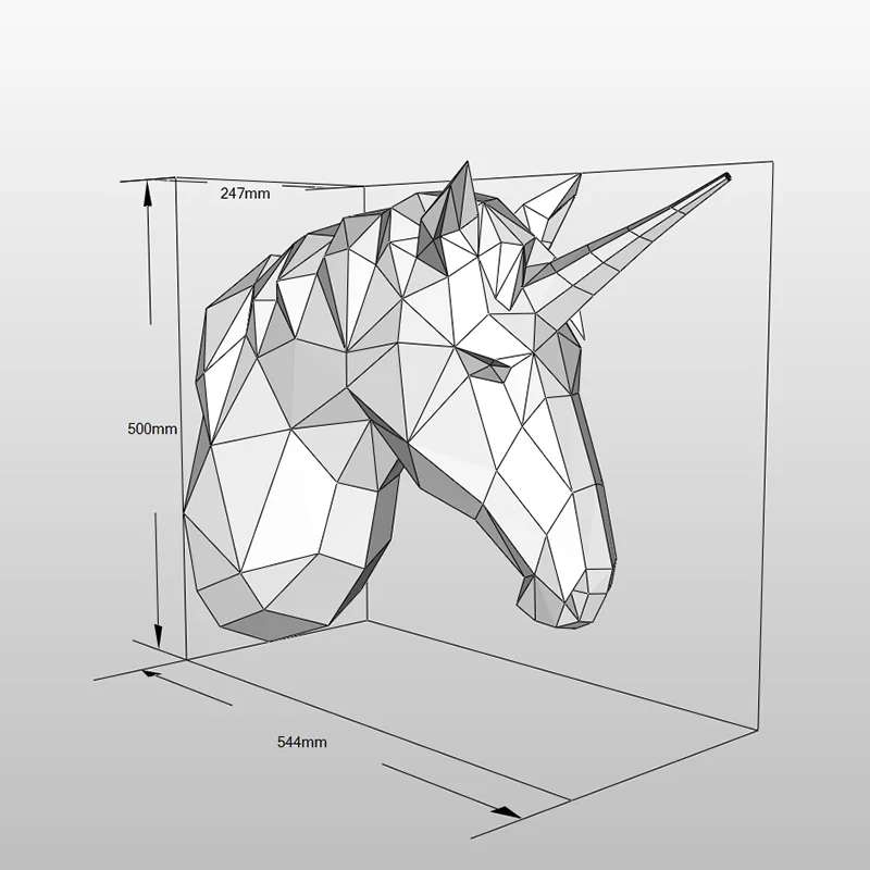 Models Origami 3D Paper Papercraft Unicorn Wall decor Pony Decoration Christmas DIY Toys Party Home Decor