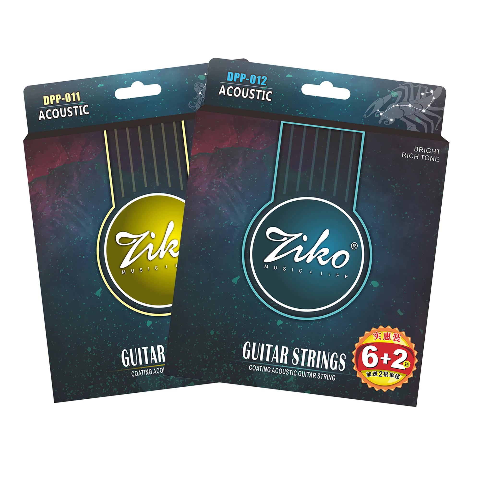 

ZIKO Guitar Strings Bright Rich Tone Acoustic Wire String the Round Wound Music Live Strings Economy Pack Guitar Accessories