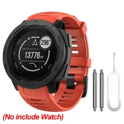 High - Quality Adjustable Silicone Sport Watch Strap Replacement Accessory - Garmin Instinct (ORANGE RED)