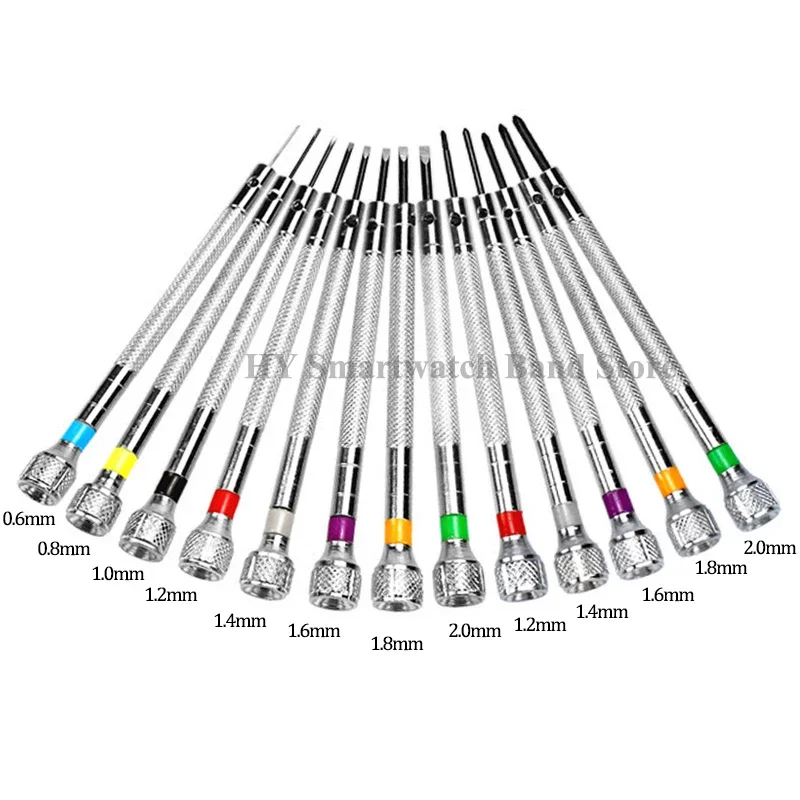 13Pcs 스크루 드라이버 세트 0.6mm-2.0mm 시계 수리 도구 플랫 헤드 스크루 드라이버 키트 시계 수리 도구를위한 전문 시계 제조 업체