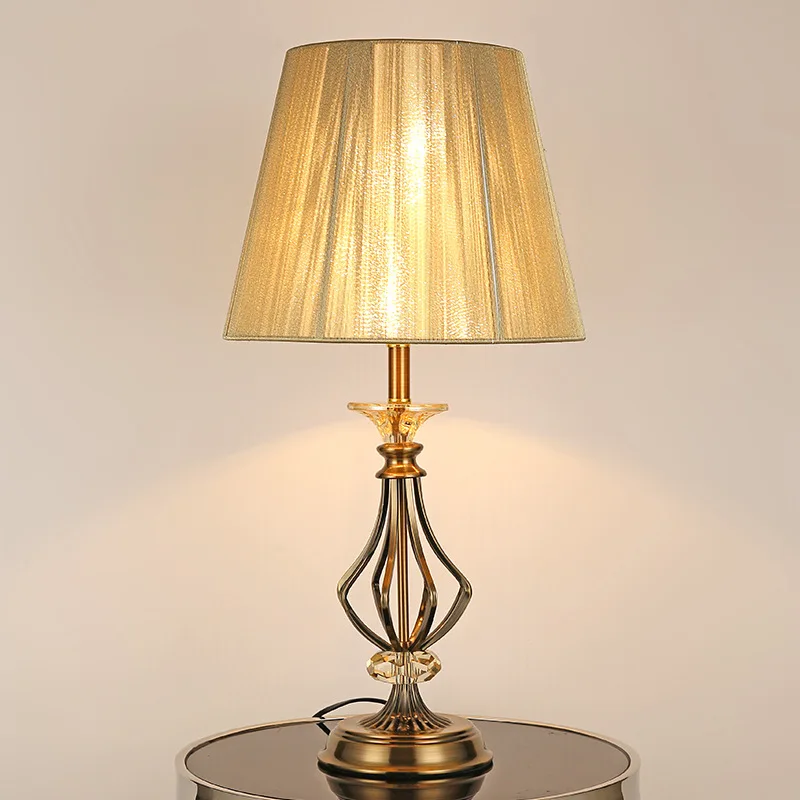 

Chinese Table Light Luxury Fashion Crystal Bedroom Living Room Bedside Light Hotel Office Study Desk Lamp Cloth Decoration Light
