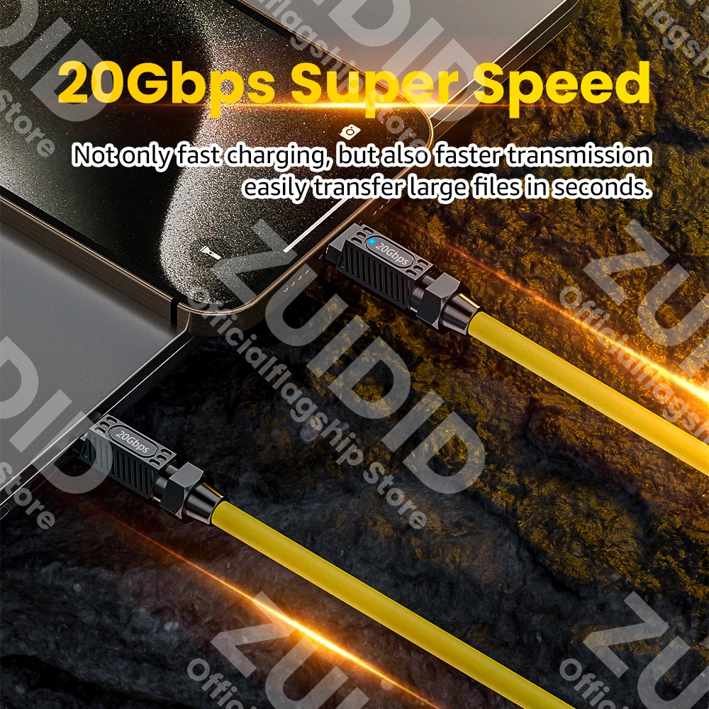 High-Speed USB 3.2 Type-C to Type-C Thunderbolt 3 Retractable Cable with PD3.1 140W 5A Charging Capability