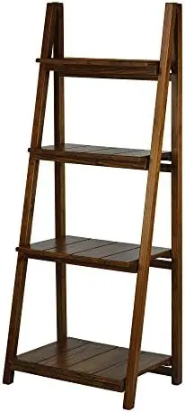 

Slatted 4-Shelf Folding Bookcase-Warm Brown
