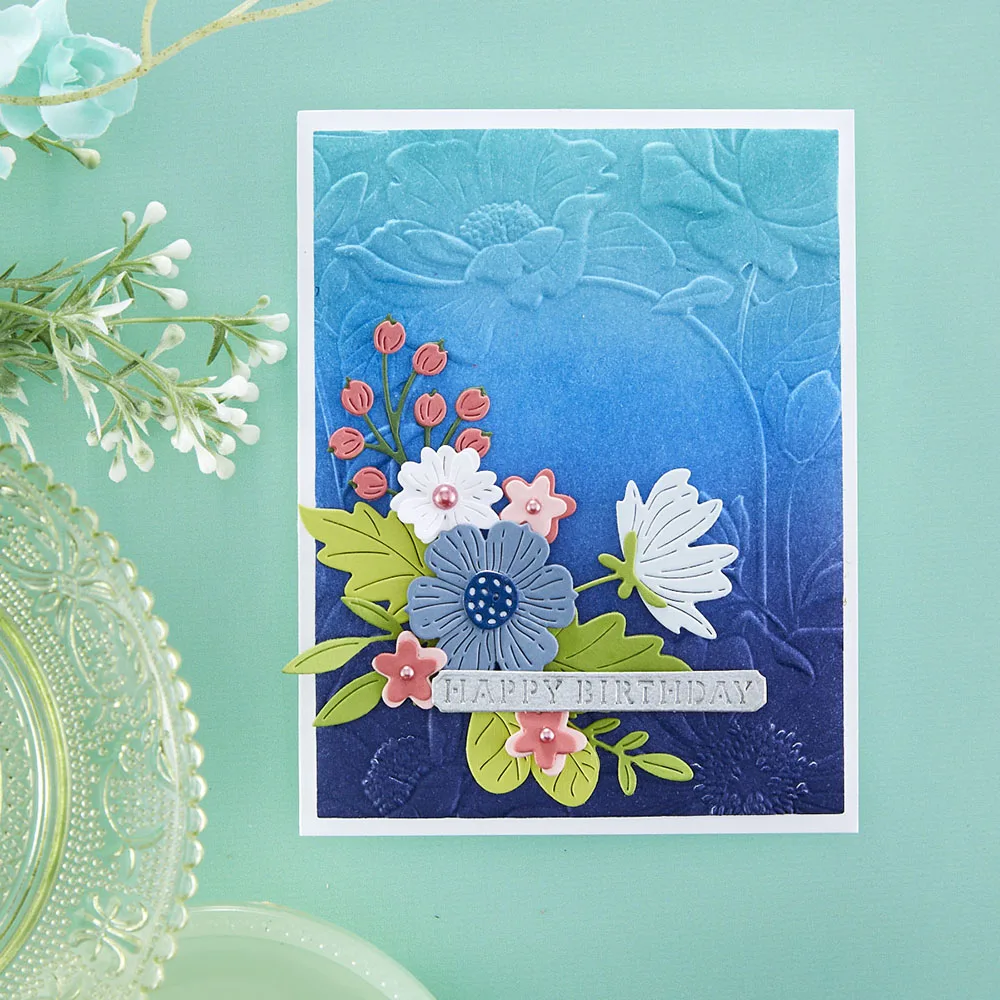 Embossing Folder 3D Love Heart Wreath Sunflower Ladybug Doodle Background Stencil DIY Scrapbook Paper Card Texture