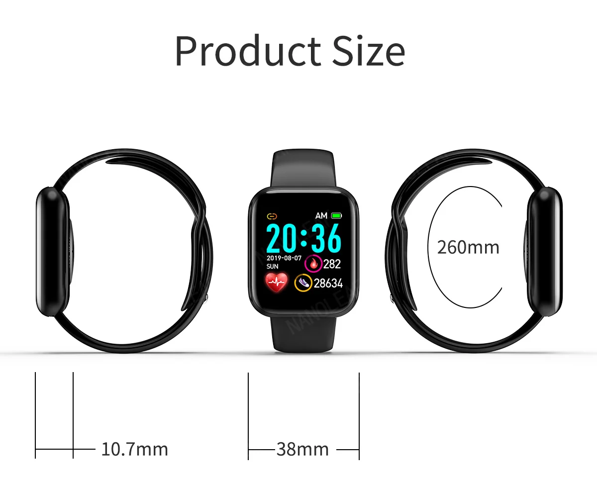 Smart Watch for Android with Full Touch Screen Heart Rate Monitor Pedometer Waterproof Fitness Tracker Health Digital Wristwatch