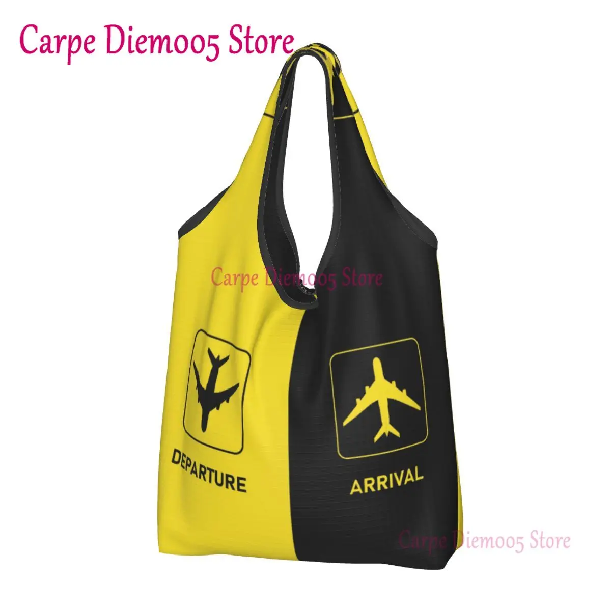 

Custom Aviation Arrival Departure Shopping Bag Women Portable Big Capacity Groceries Aviator Airport Plane Tote Shopper Bags