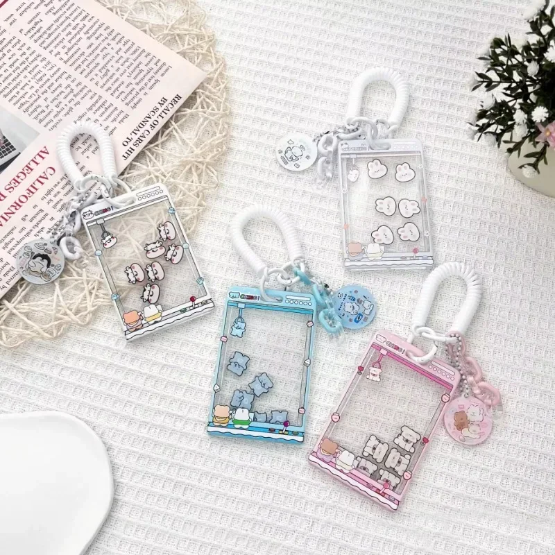 Cartoon Id Credit Card Holder Student Sliding Cover Card Holder Meal Cards Case Transparent Bus Sleeve with Rope Fun