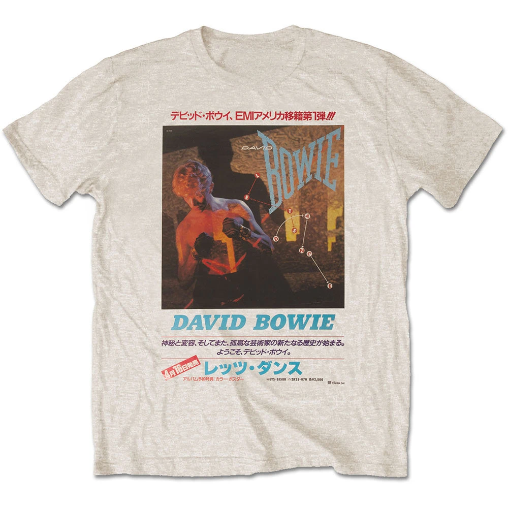 Japanisches Text-T-Shirt mit David Bowie-Motiv, Baumwolle, Grafik-T-Shirt für Herren und Damen, Sommer-Streetwear