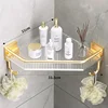 Acrylic Bathroom Shelf without Drilling Gold Rustproof Kitchen Toilet Shower Room Skincare Shampoo Corner Shelf Rack with Hook 5