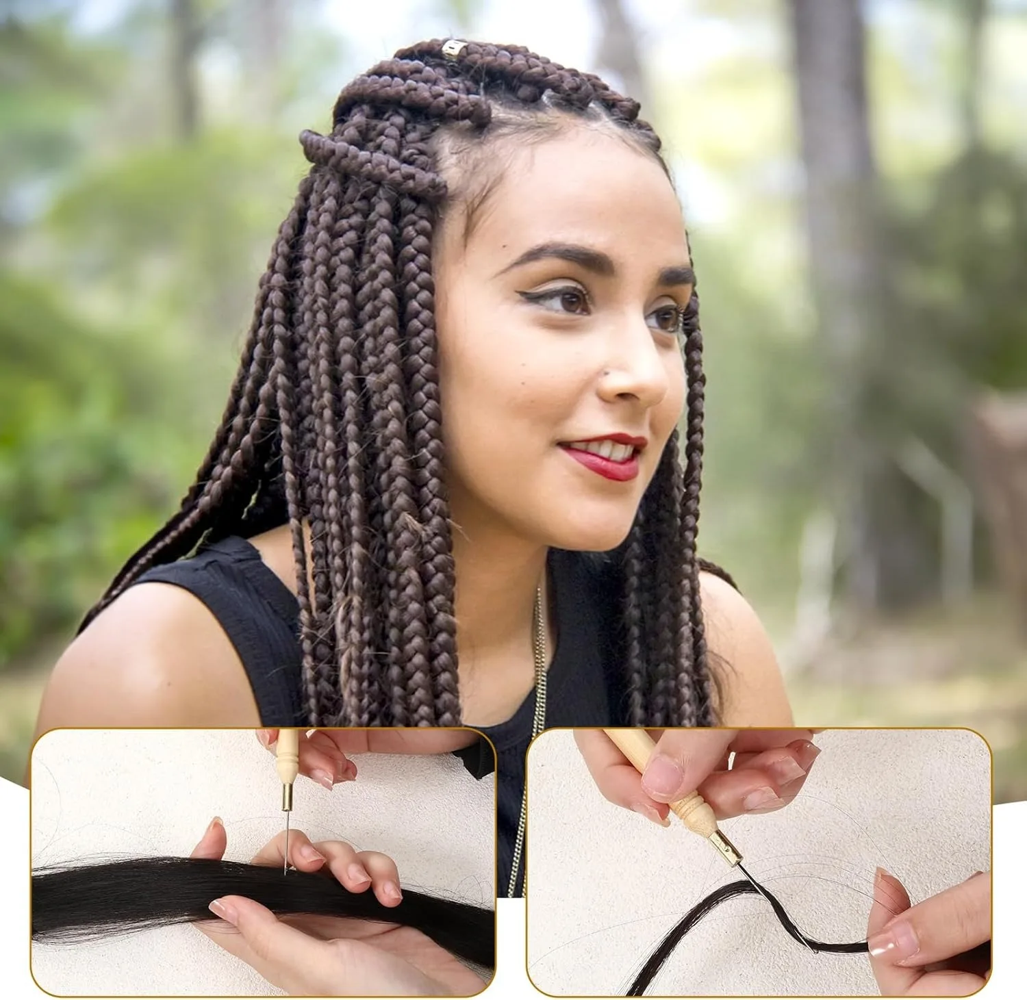 헤어용 코바늘, 나무 풀링 훅, 와이어 연장용 코바늘, 드레드락, 래치 훅 바늘