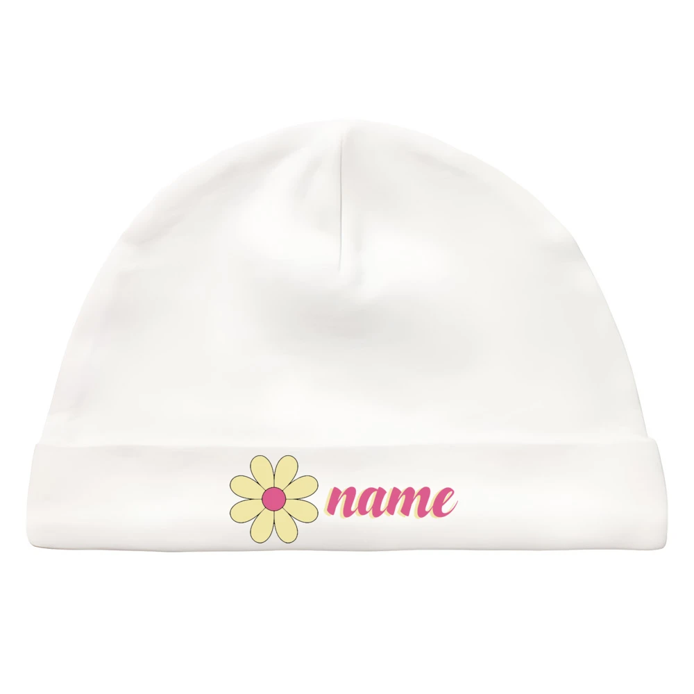 Personalize Newborn Hospital Hat Monogram Baby Girl Beanies Caps Infant Cotton Hats Custom Name Windproof Cap Baby Shower Gift 6