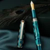 Hot Hongdian N7 Resin Fountain Pen Beautiful Peacock Totem Cap Piston inking EF/F nibs Smooth Writing ink Pen Office supplies 1
