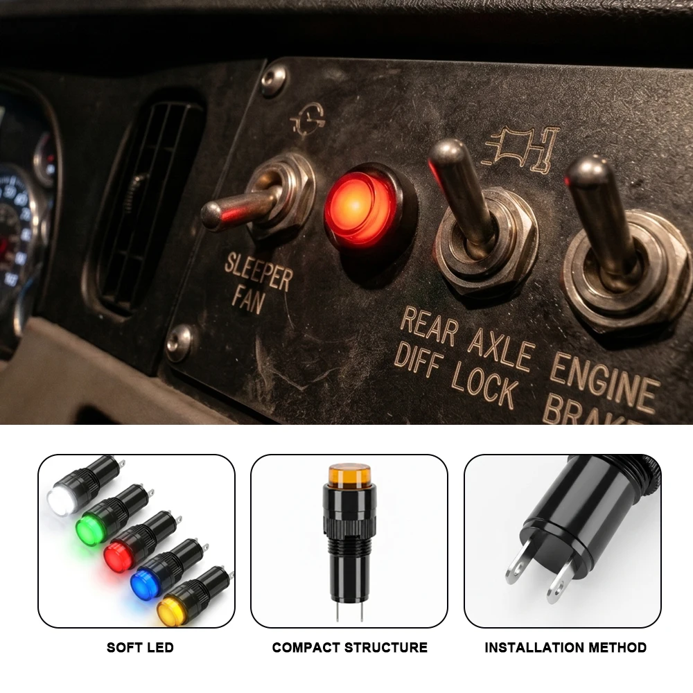 FILN 20PCS 10mm LED 표시등 IP67 방수 경고등 12V-24V 보트 자동차 트럭 운전실 상업용 제어 대시보드용