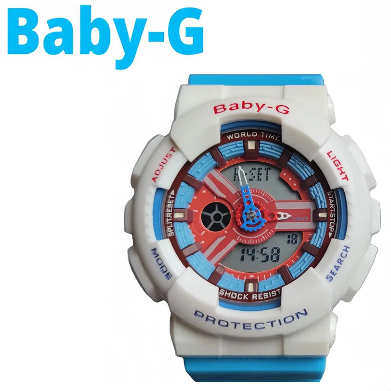 

Женские часы BABY-G, светодиодные многофункциональные наручные часы с двойным дисплеем, роскошные брендовые водонепроницаемые спортивные женские часы