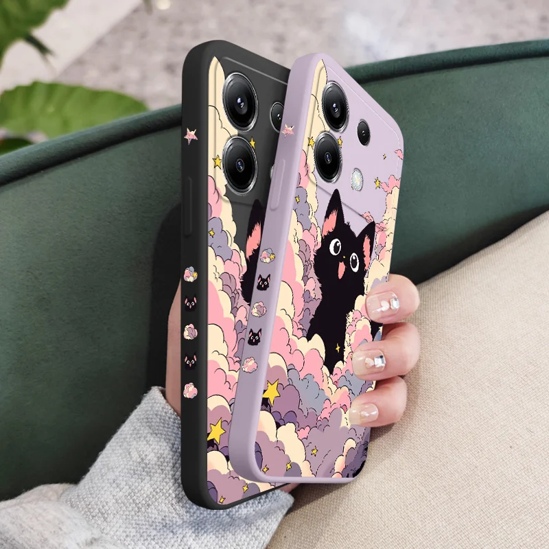 Colorful Cloud Cat Silicone Phone Case