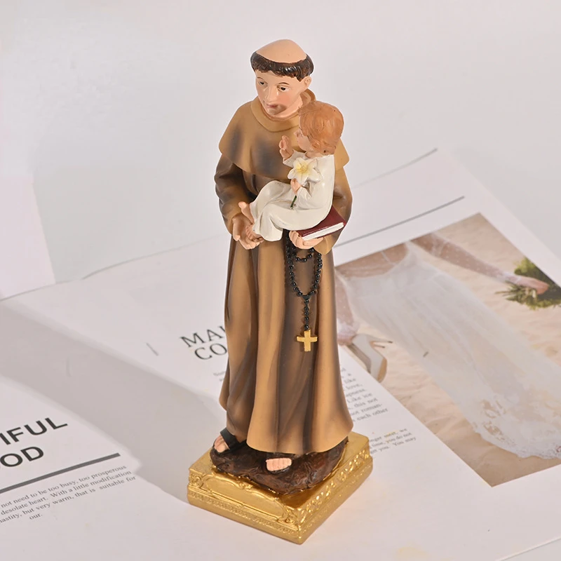 1PC Saint Antonio Statue Icon Catholic Saint Family Prayer Ornaments Jesus Christ Home Decoration Resin Crafts christian statue home decor items