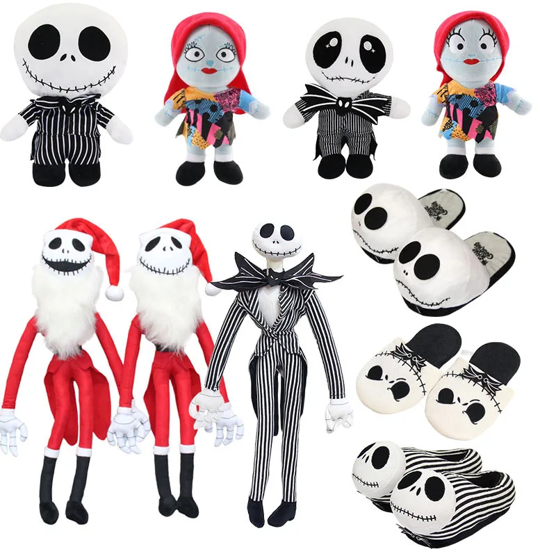 

Halloween The Nightmare Before Christmas Jack Skellington Accessories Plush slippers Sally Toys Party Decoration Dolls