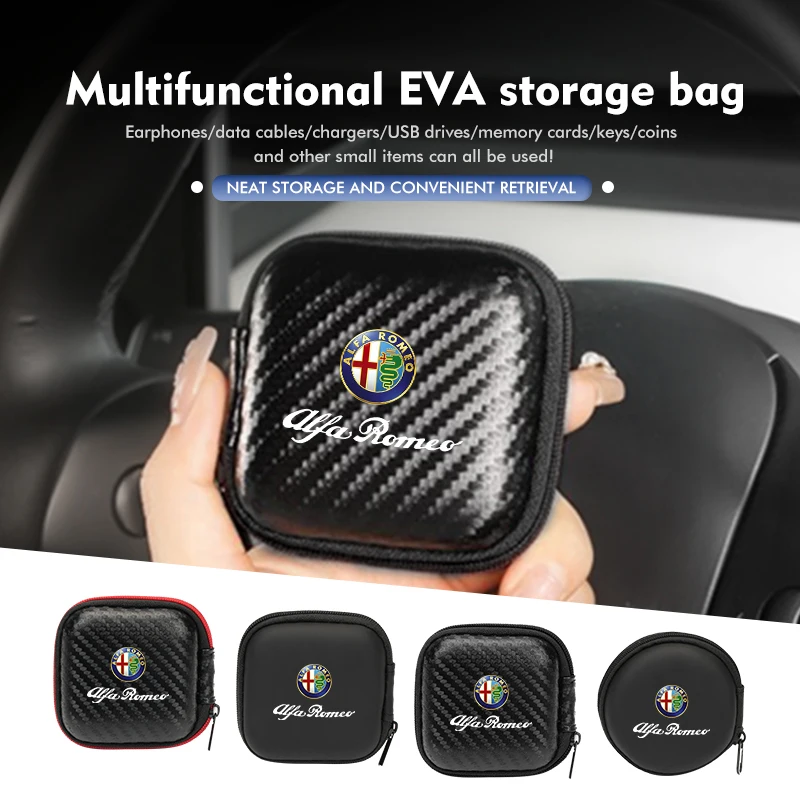 Borsa Portaoggetti Per Forniture Digitali In Fibra Di Carbonio Per Auto Per Alfa Romeo Gt Stelvio F1 Brera Volante Tonale Gloria Disco