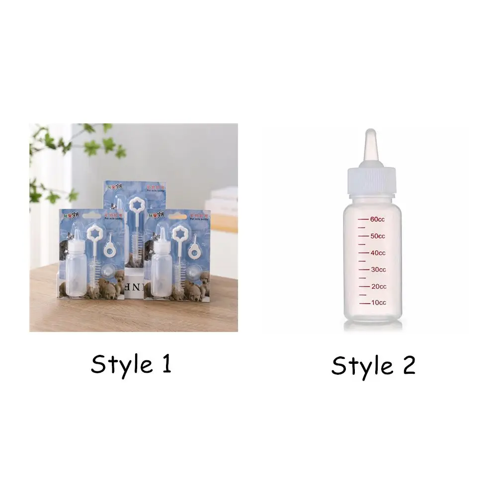 60ml Pet Feeding Bottle Kits Milk Bottle Replacement Mini Nipple Cat Nursing Bottle for Newborn Kittens Puppies Rabbits 6