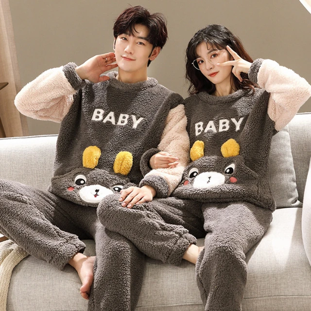 Winter Pajamas For Women Couple Matching Pyjama Sets For Mens Anime Pijama  With Pocket Sleepwear Home