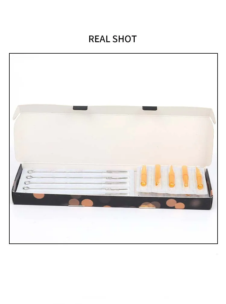 Tattoo Needles and Tips Set 20pcs Disposable Tattoo Needles & 20pcsYellow Tips Tubes for Machine Grip Tubes
