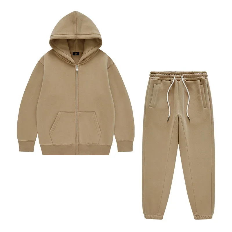 

18 Colors Children Winter Clothing Set Higher Quality Fleece Thick Boys Girls Tracksuit Zipper Hoodies Sweatpants Kids Outfits