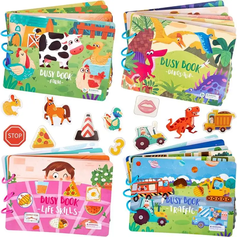 Quiet Busy Book Baby Montessori Material Toys Sticker Paste Matching Game Toddler Cognition Toy Book Kids Early Educational Toys 2