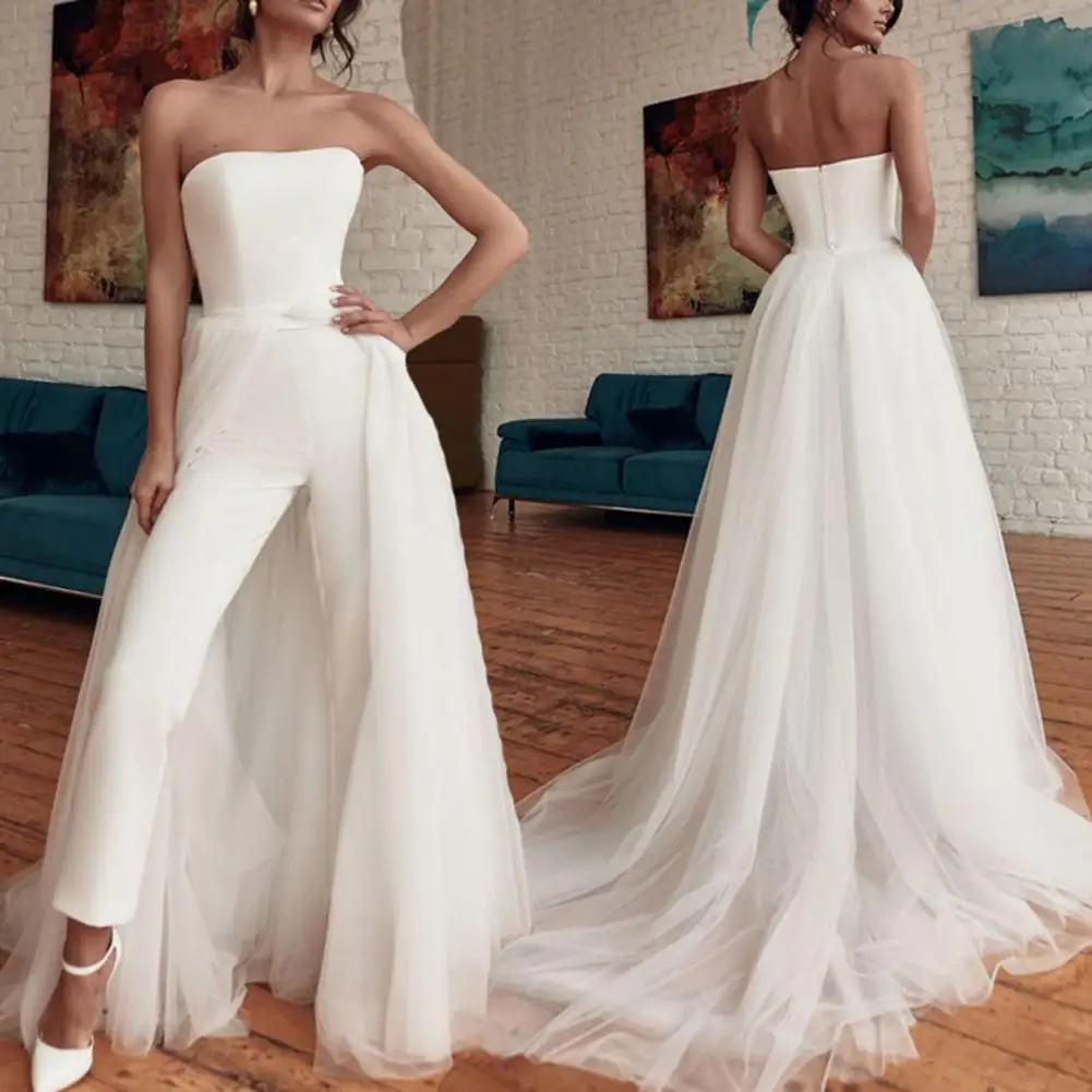 

Stylish Sleeveless Jumpsuit Female Tulle Jumpsuit Backless Sexy Strapless Sleeveless Jumpsuit Tulle