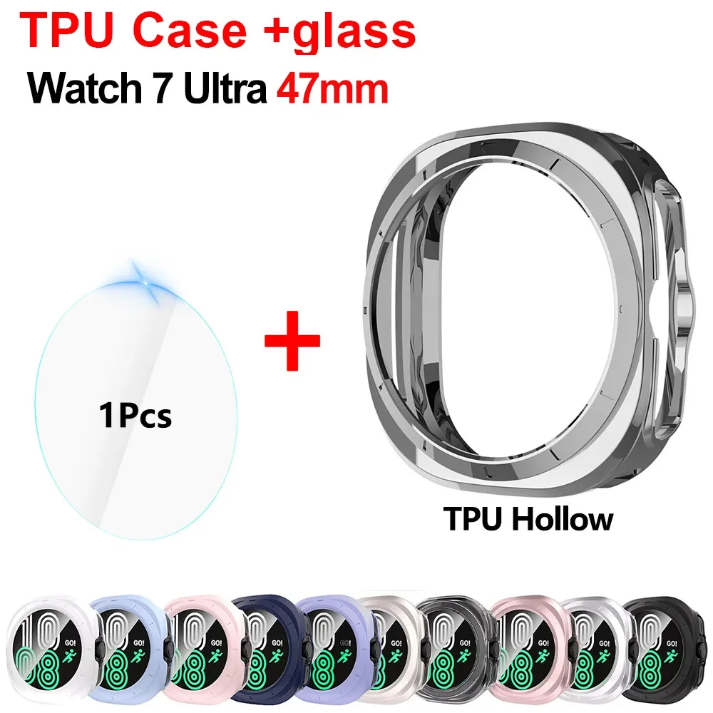 Premium Soft TPU Case with Glass Screen Protector for Samsung Galaxy Watch 7 Ultra - 47mm