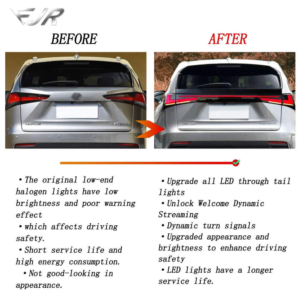 Lexus nx用LEDテールライト、シーケンシャルターンテールライト、nx200