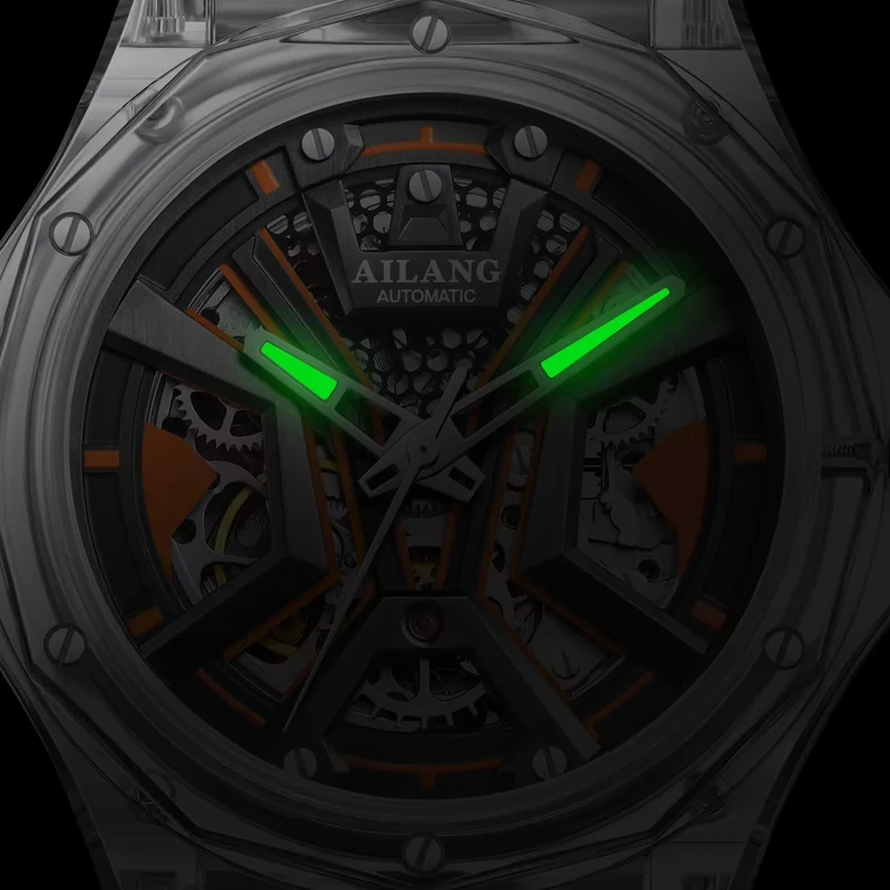Montre mécanique de sport pour hommes de marque AILANG, bracelet en caoutchouc de luxe, étanche, aiguilles lumineuses, mode squelette, montres automatiques pour hommes_voghion.com