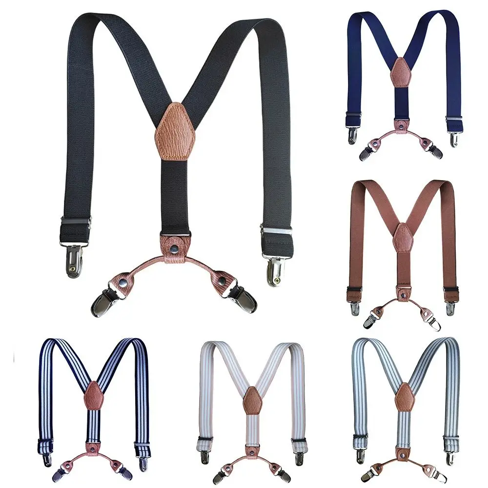 

Adjustable Children's Suspenders 2.5cm Wide Y Shape Braces Suspenders 4 Clips Elastic Braces Trouser Straps Belt 1-3 years old