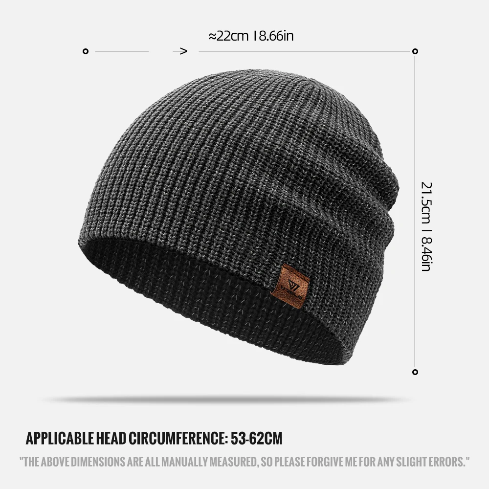 WRELS Winter Knitted Beanie Hats Warm Night Running Reflective Hat Unisex Windproof Ear Protection Cycling Hiking Ski Cap