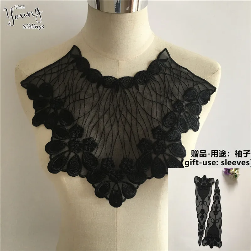 Lace Collar Sewing Neckline Exquisite Dress Sewing Fabric Embroidery DIY Clothing Applique Black