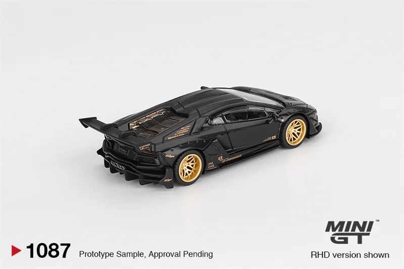 MINI GT 1:64 LBWORKS Aventador 한정판 매트 블랙 다이캐스트 자동차 모델 컬렉션 미니어처