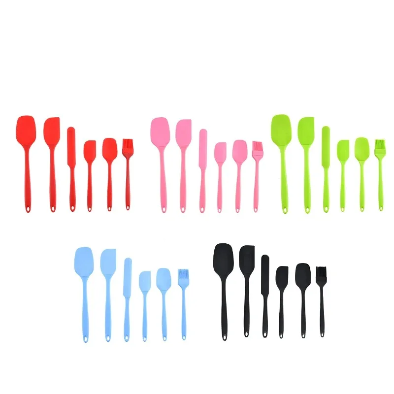 Premium Silicone Kitchen Utensils Set with Cream Scraper and Oil Brush - 6-Piece Non-Stick Set