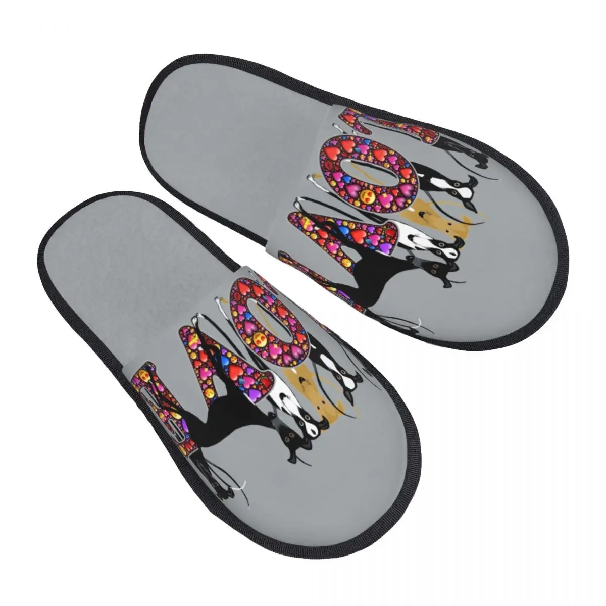 

Custom Love Hounds Soft Memory Foam House Slippers Women Greyhound Whippet Sighthound Dog Comfy Warm Anti-skid Sole Slipper