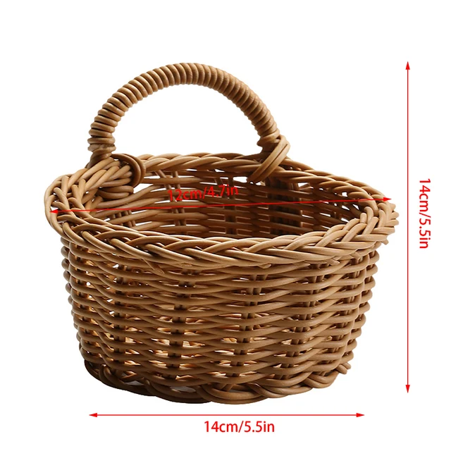 Függő Szőtt Rattan Kosarak Falra Szerelt Szalma Kosár Fű Fonott Ültetvények Kerti Dekorációs Tároló Állvány - Image 5