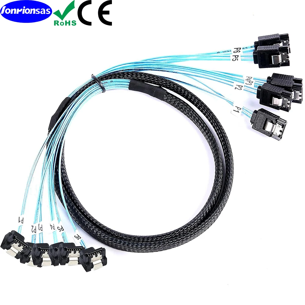 SATA-III Cable 6Pcs/Set-12Gbps-SATA 90-Degree Right-Angle Cable Replacement for Bitcoin Computer-Server CD DVD Drives Raid HDD