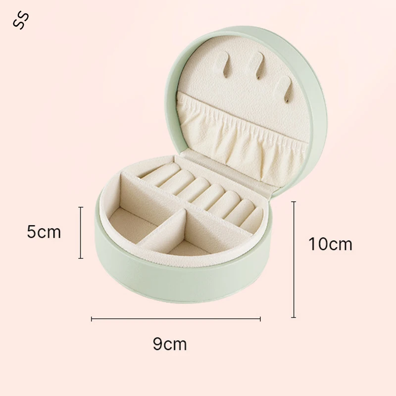 Small Portable Travel Jewelry Storage Boxes Candy Color Round Earring Necklace Carrying Case Ring Organizer Anti-collision