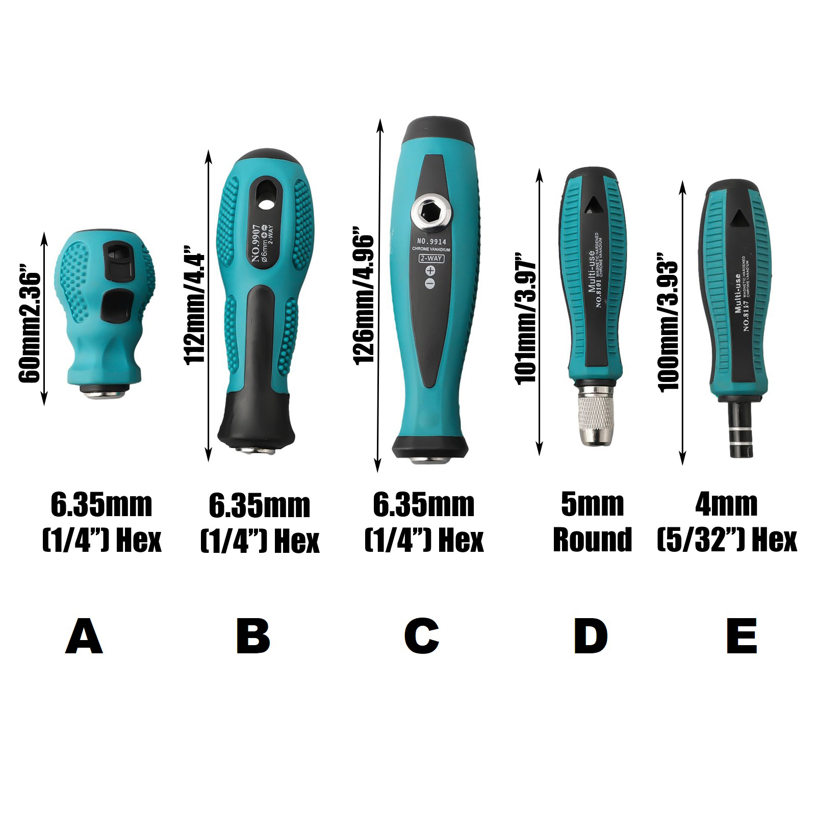 6.35mm 4mm Hex 5mm Round Adapter Handle Magnetic Screw Driver Bits Holder Adapter For Hand Tool Socket Wrench Accessory