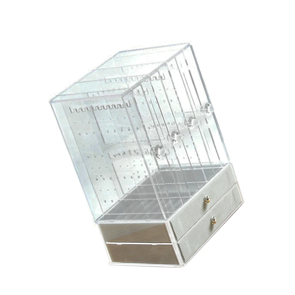 Acrylic Jewelry Display Box 2 Drawers Clear Organizer Rack Showcase Holder for Earrings Bracelet