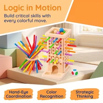 Gioco da Tavolo Intrattenente 3-in-1 con Bastoncini Colorati, Gioco Interattivo Genitore-Figlio per Allenamento del Pensiero, Ideale per Feste tra Amici