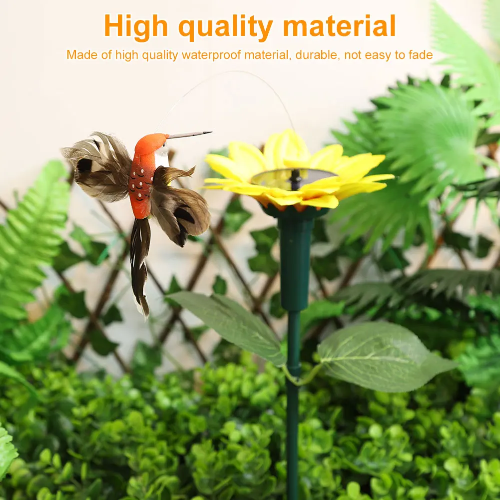 Solar Sunflower Animal Stake Decor Rotating Butterfly/Hummingbird Decor 40cm Garden Ornaments Versatile for Yard Patio Pathway