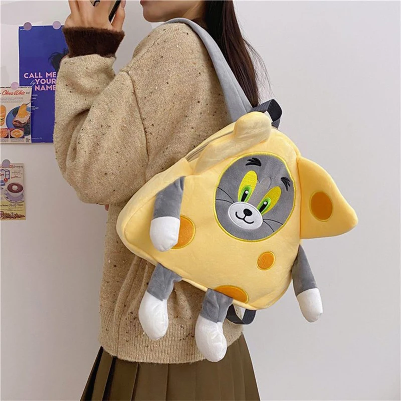 Tom E Jerry Cartoon Anime Tom Cat And Jerry Mouse Zaino In Peluche Kawaii Cheese Shape Borsa A Tracolla Divertente Regalo Di Compleanno Per Bambini