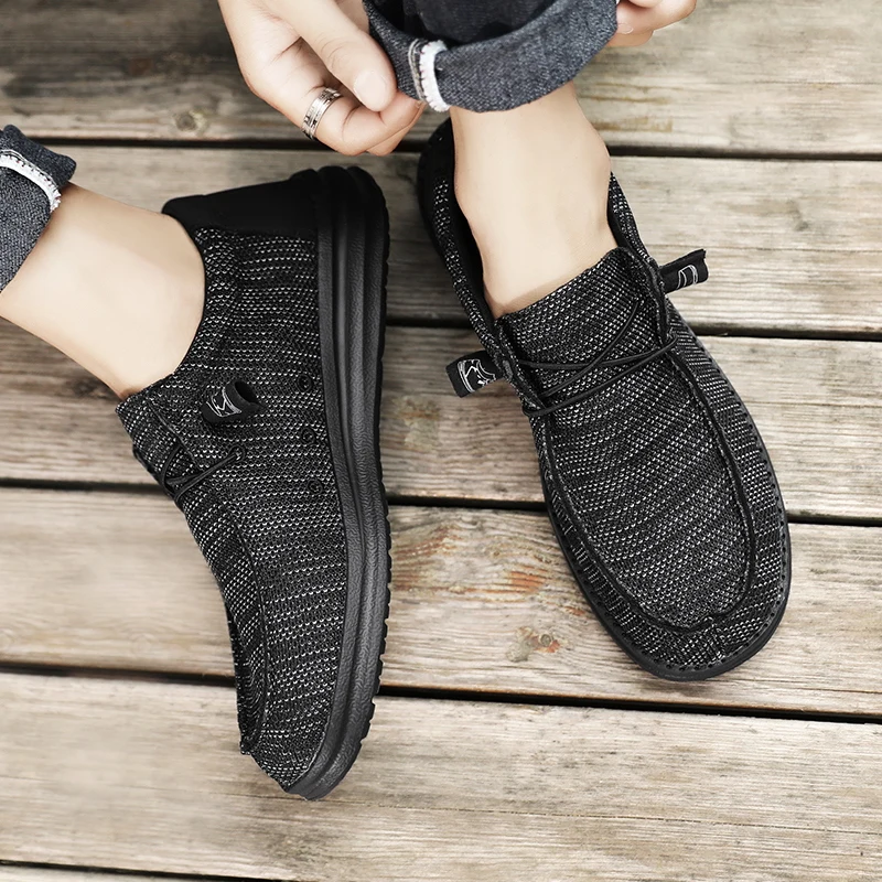 Men's Breathable Casual Canvas Slip Shoes Comfort Slip-on Loafer Soft Penny Loafers for Men Lightweight Driving Boat Shoes